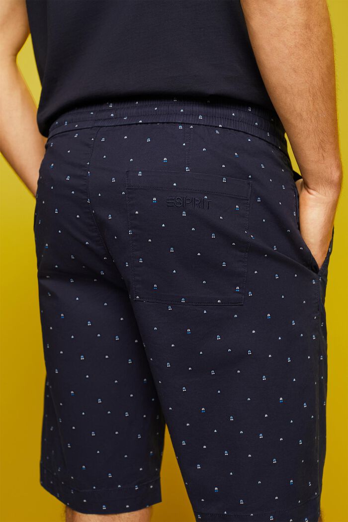 Gemusterte Pull-on-Shorts, Baumwollstretch, NAVY, detail image number 4