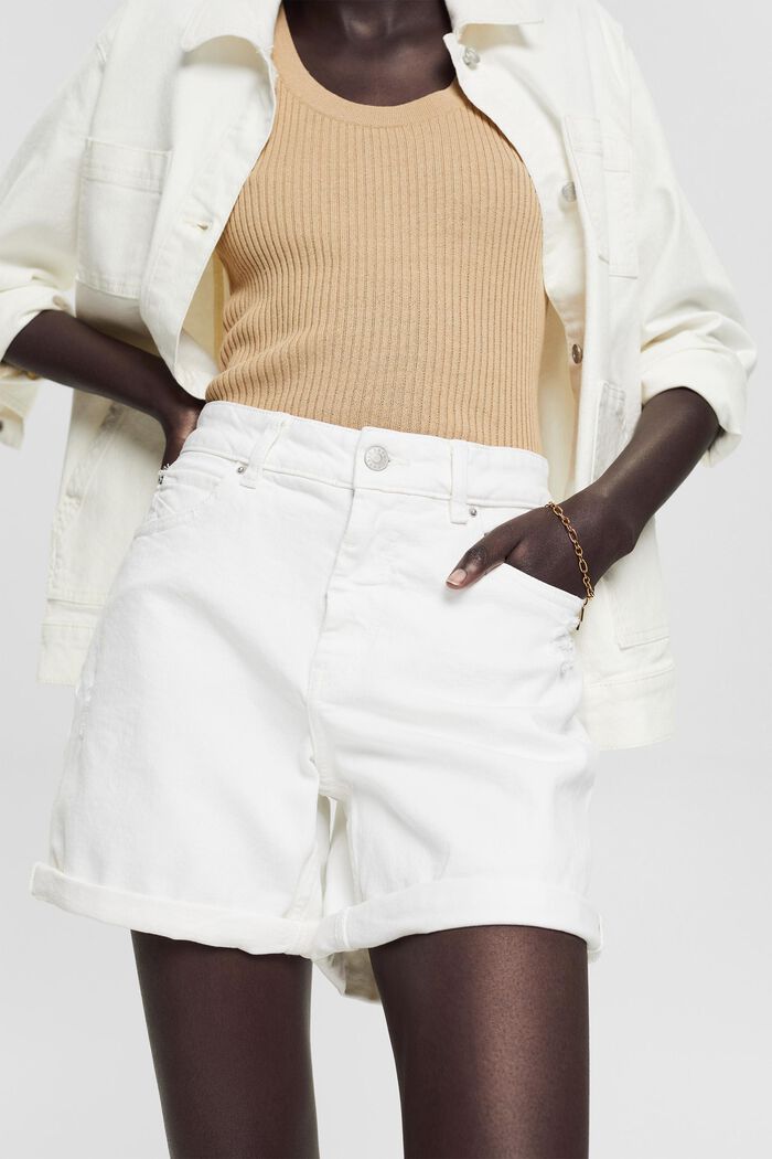 Jeans-Shorts mit Destroyed-Effekt, OFF WHITE, detail image number 2