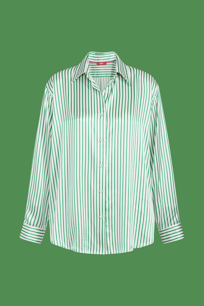 Gestreiftes Hemd aus Charmeuse Seide, GREEN, detail image number 5