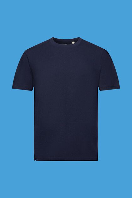 Rundhals-T-Shirt, Baumwoll-Leinenmix