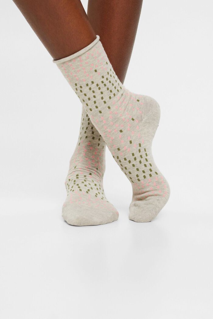 2er-Pack Socken mit Punktemuster, Bio-Baumwolle, WHITE/BEIGE, detail image number 1