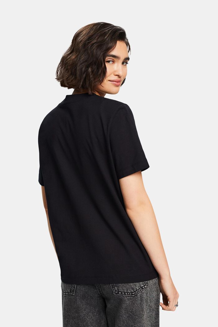 T-Shirt aus Pima-Baumwolle mit Logostickerei, BLACK, detail image number 3