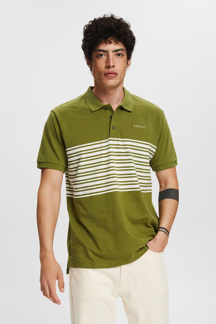 Polo-Shirt mit Streifenmuster, LEAF GREEN, detail image number 0