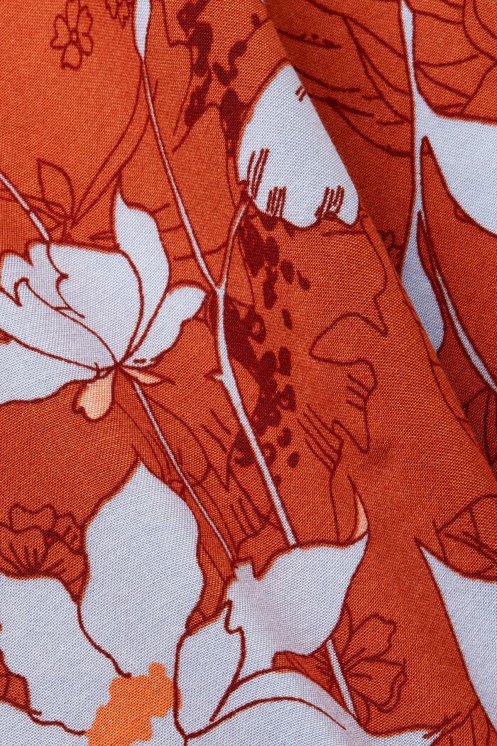 Florale Bluse mit geschlitztem Ausschnitt, CORAL ORANGE, detail image number 5