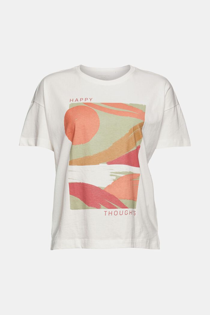 T-Shirt mit abstraktem Print und Wording, OFF WHITE, detail image number 5