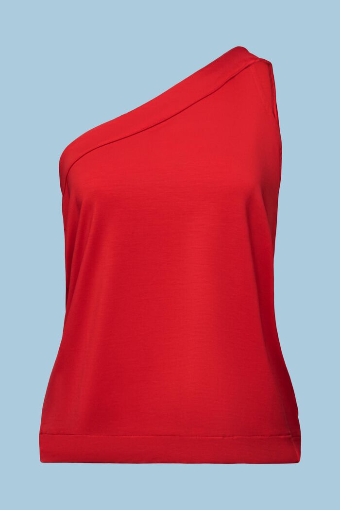 One-Shoulder-Top aus Jersey, DARK RED, detail image number 5