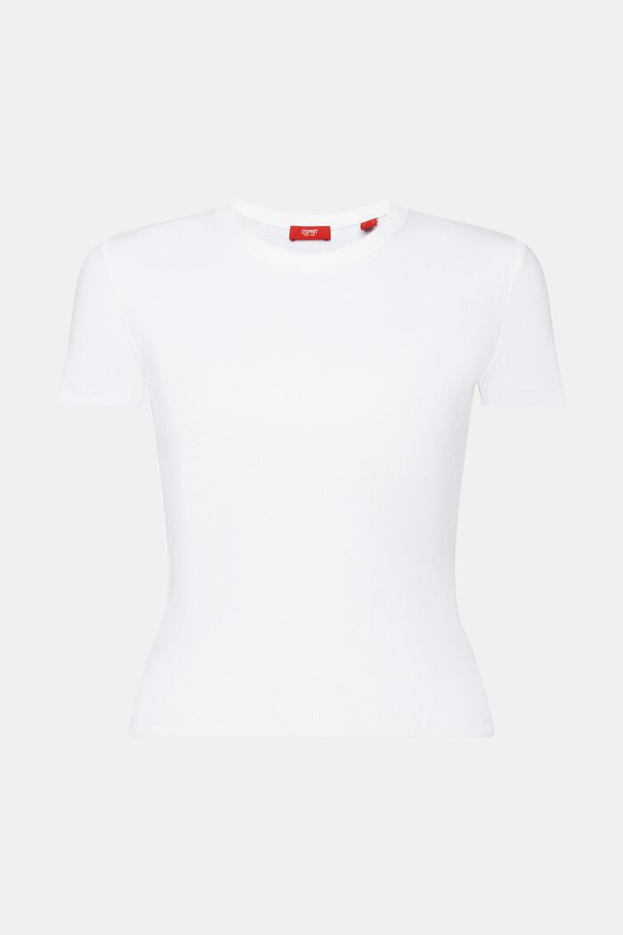 T-Shirt aus geripptem Jersey, WHITE, detail image number 6