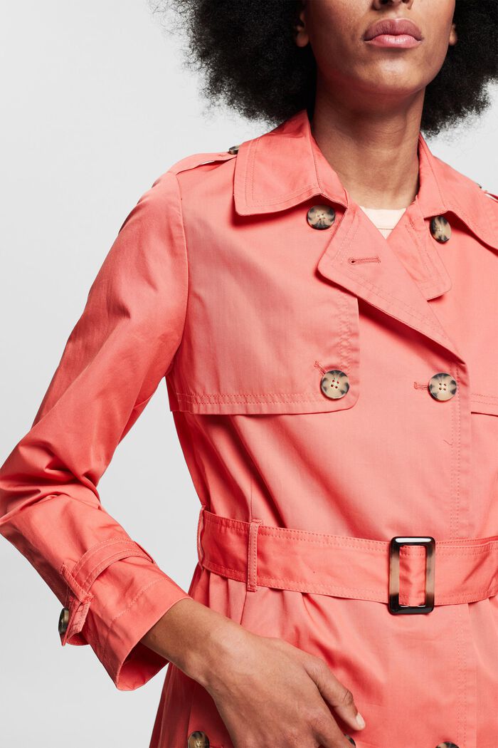 Trenchcoat aus Baumwolle, CORAL, detail image number 2