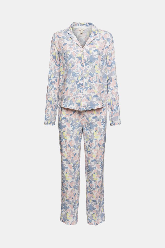 Pyjama mit floralem Muster, LENZING™ ECOVERO™, OFF WHITE, detail image number 4