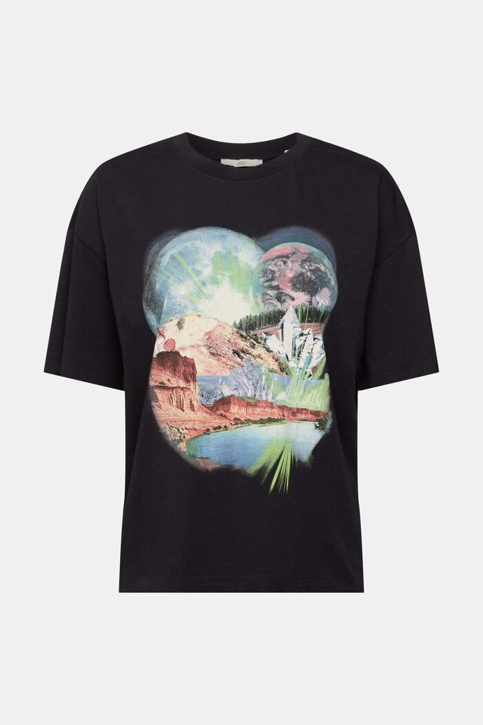 T-Shirt mit Print, 100 % Baumwolle, BLACK, detail image number 6