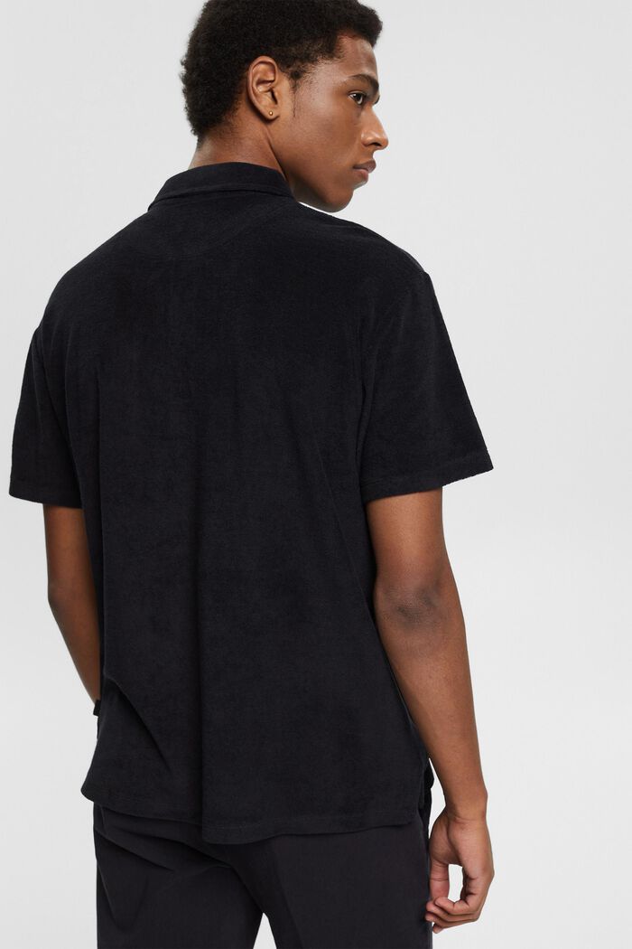 Frottee-Polohemd aus 100% Baumwolle, BLACK, detail image number 3