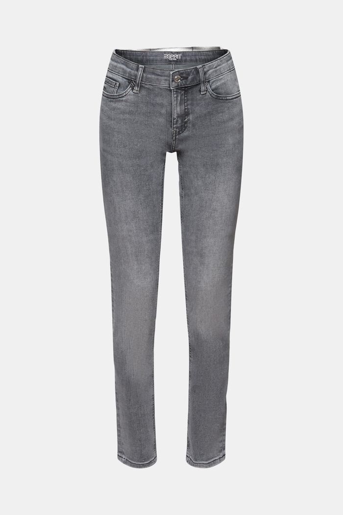 Jeans mit mittlerer Bundhöhe und schmaler Passform, GREY MEDIUM WASHED, detail image number 7
