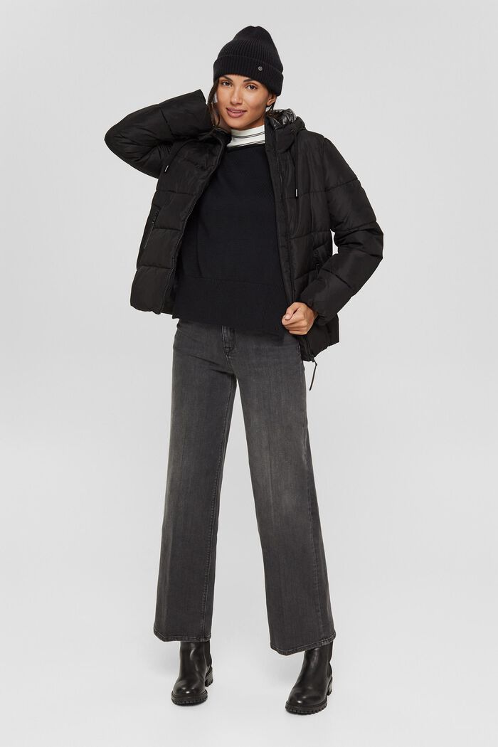 Pullover mit Rollsaum, 100% Baumwolle, BLACK, detail image number 1