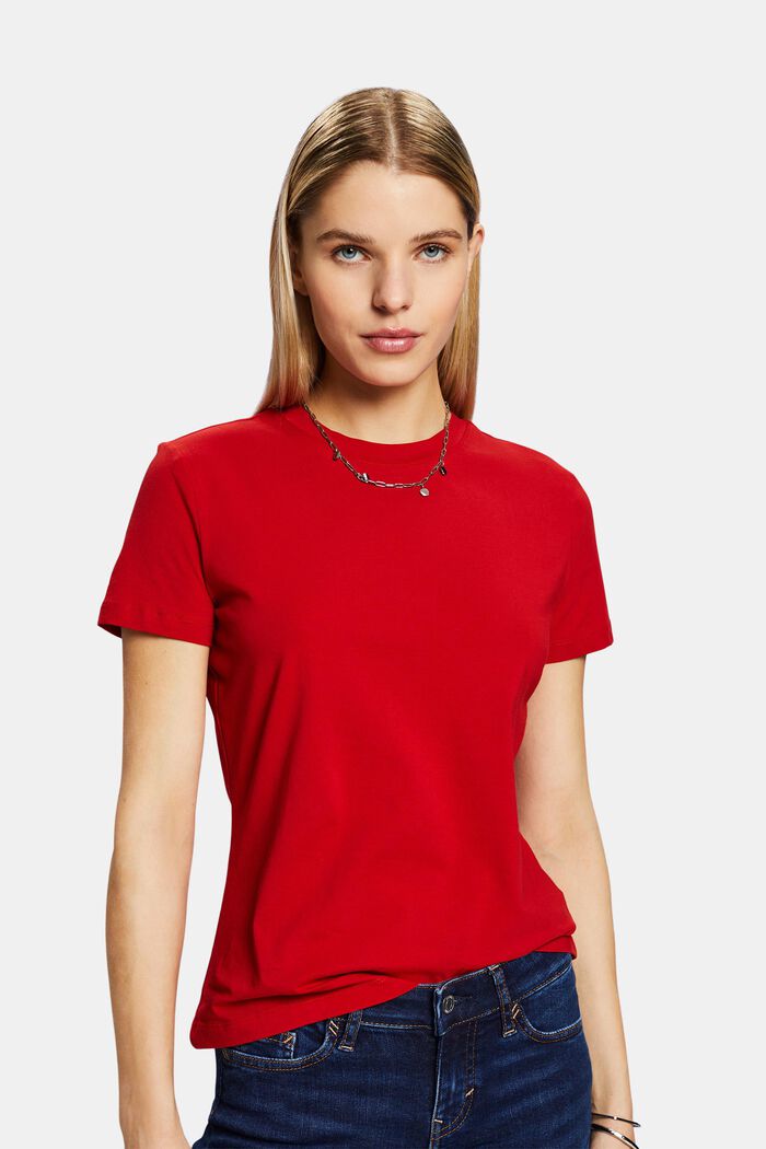T-Shirt mit Rundhalsausschnitt, DARK RED, detail image number 0