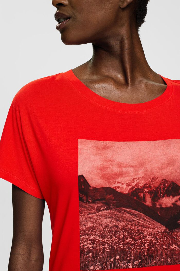 Print-T-Shirt, LENZING™ ECOVERO™, RED, detail image number 3