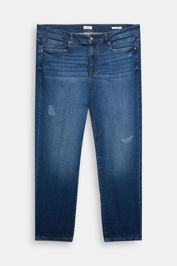 Jeans mit Rippstrick-Details im Curvy Style, BLUE MEDIUM WASHED, detail image number 1