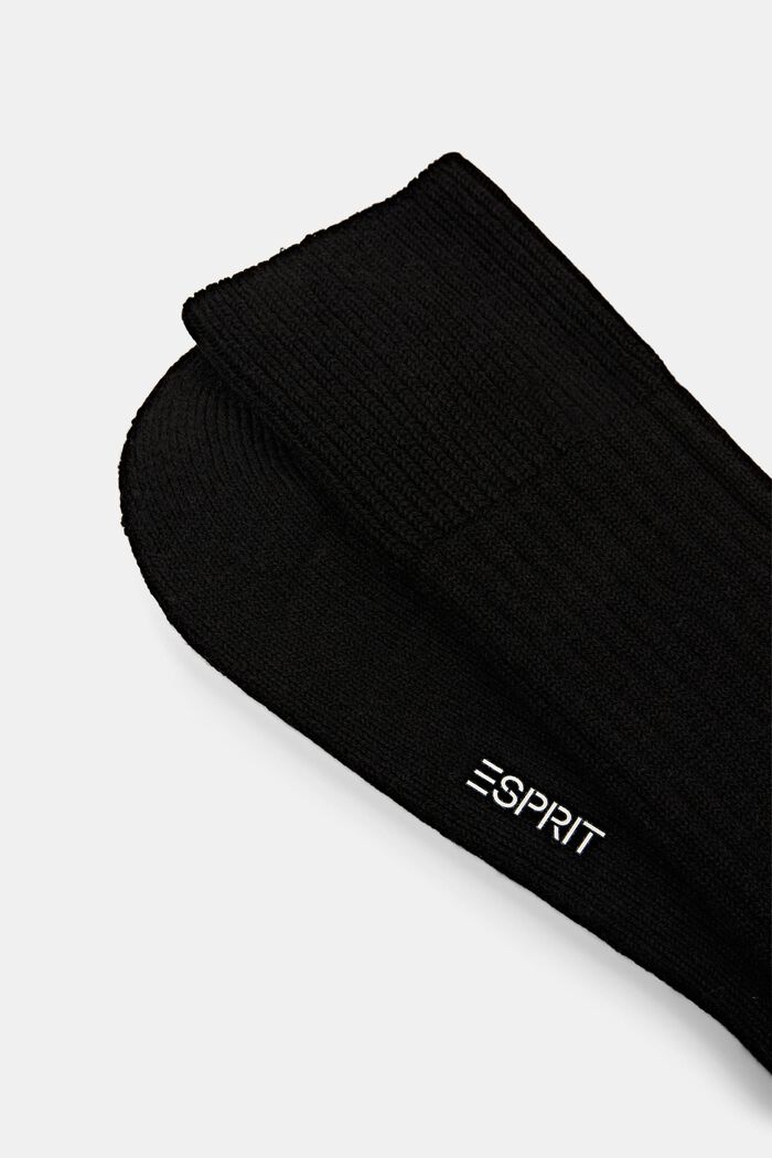 Socken aus grobem Rippstrick, BLACK, detail image number 2