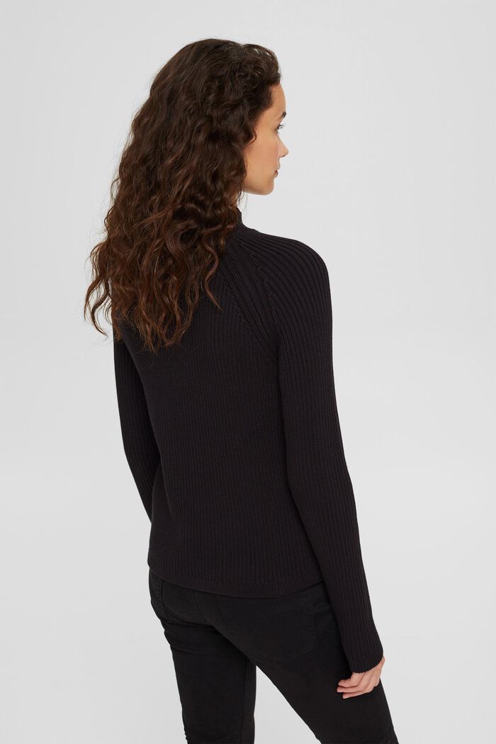 Rippstrick-Pullover aus 100% Bio-Baumwolle, BLACK, detail image number 3