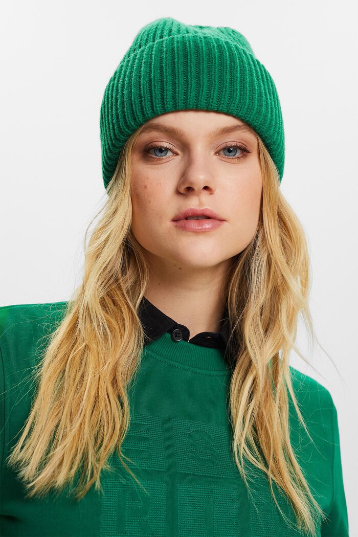 Rippstrick-Beanie, GREEN, detail image number 2