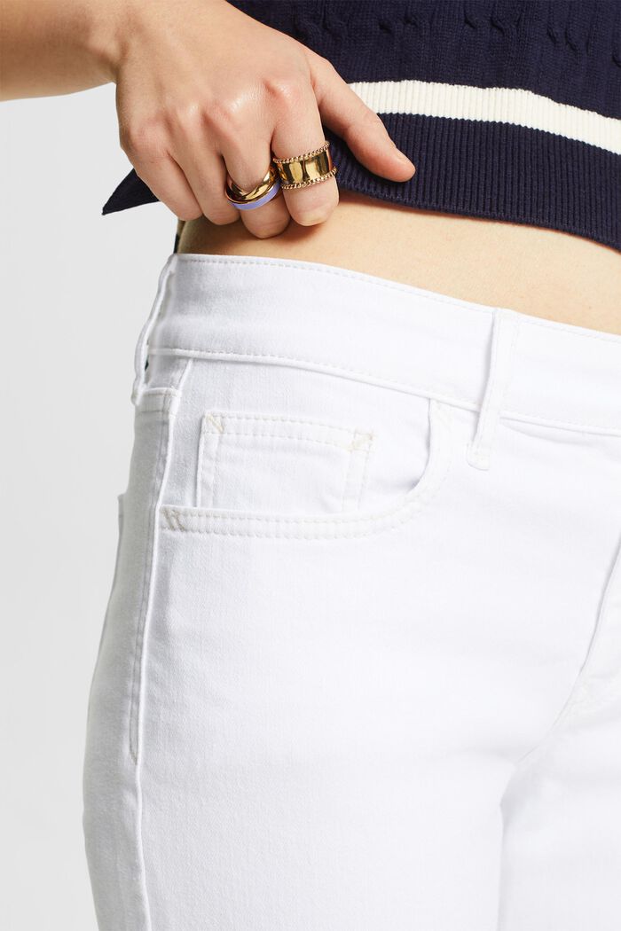 Schmal geschnittene Jeans mit mittelhohem Bund, WHITE, detail image number 4