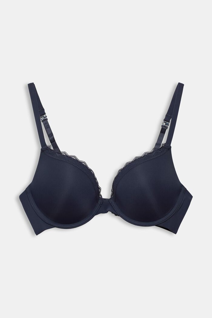Recycelt: Push-up-Bh mit Spitze, NAVY, detail image number 0