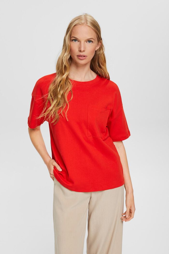 T-Shirt mit Brusttasche, ORANGE RED, detail image number 1