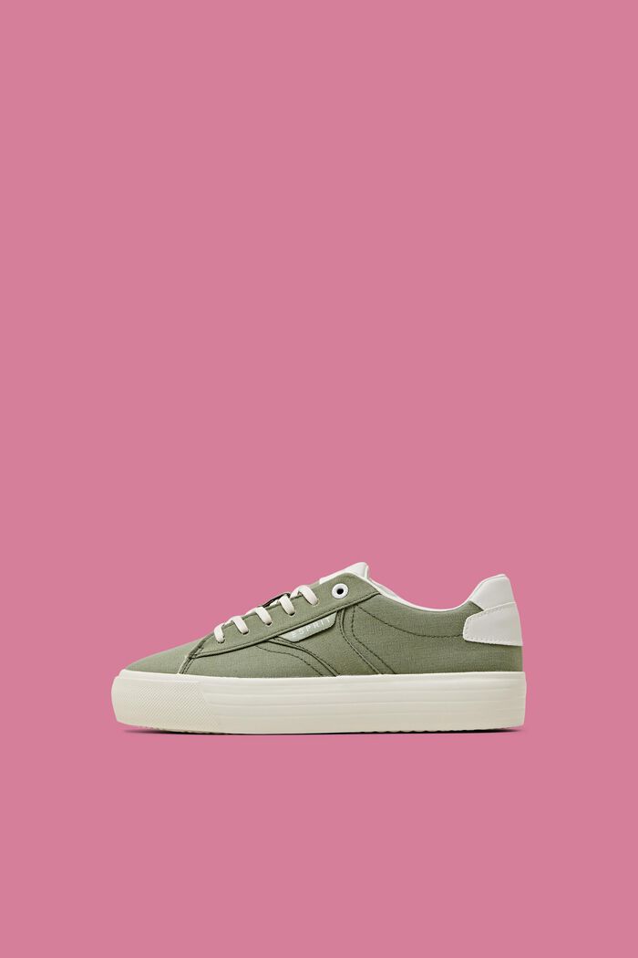 Canvas-Sneakers mit Plateausohle, KHAKI GREEN, detail image number 0