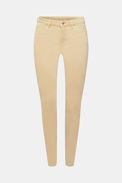 Skinny Jeans mit mittelhohem Bund, CREAM BEIGE, overview