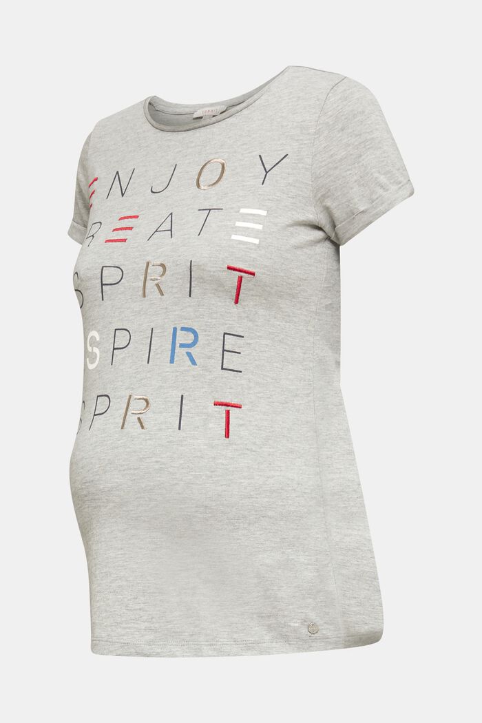 Shirt mit Stickerei, 100% Baumwolle, LIGHT GREY MELANGE, detail image number 0