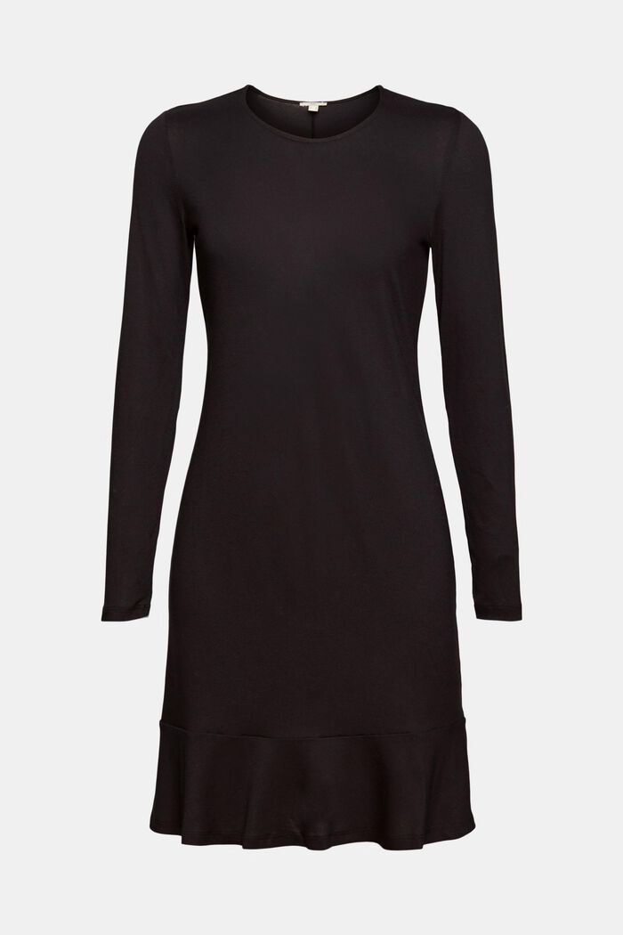 Kleid mit Volantsaum, LENZING™ ECOVERO™, BLACK, overview