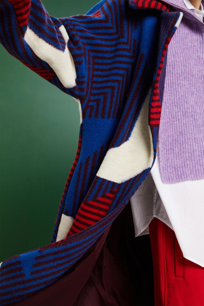 Mantel aus Wollmix mit Print, BORDEAUX RED, detail image number 3