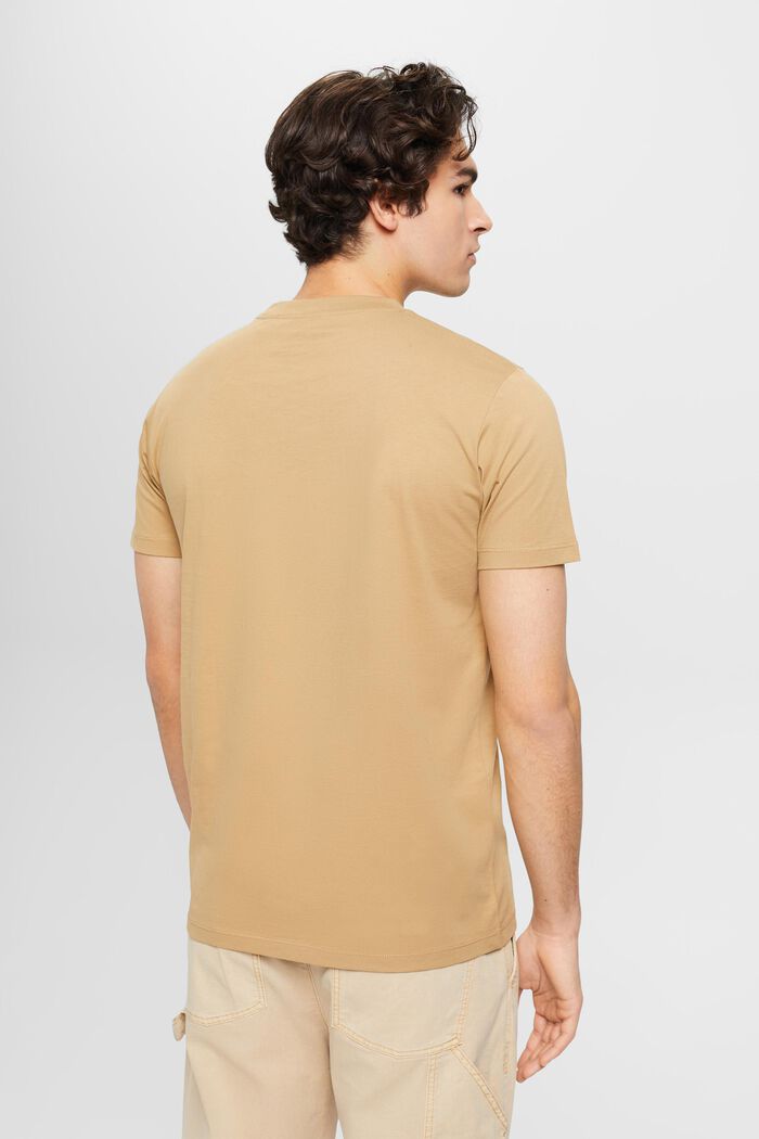 Rundhals-T-Shirt aus reiner Baumwolle, BEIGE, detail image number 3