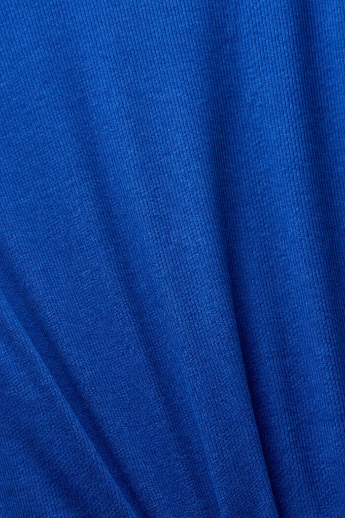 Geripptes T-Shirt mit V-Ausschnitt, BRIGHT BLUE, detail image number 4