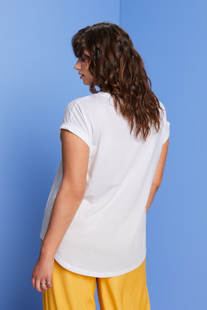 CURVY T-Shirt mit Mini-Print, 100 % Baumwolle, WHITE, detail image number 3