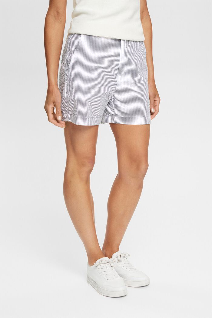 Gestreifte Shorts aus Baumwolle, WHITE, detail image number 1