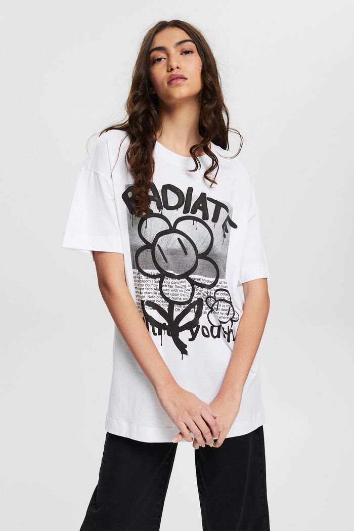 Oversize T-Shirt mit Print, WHITE, detail image number 0