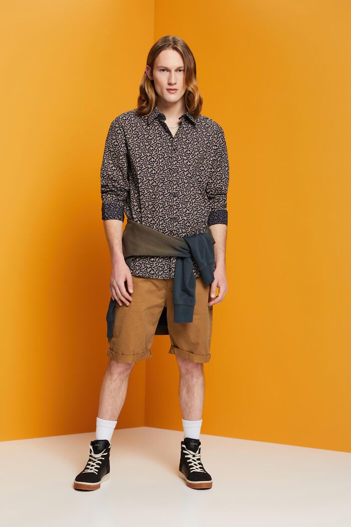 Slim-Fit-Hemd aus Baumwolle mit Muster, NAVY, detail image number 1