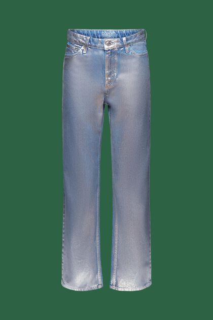 Metallic Retro-Jeans: gerade Passform, hoher Bund