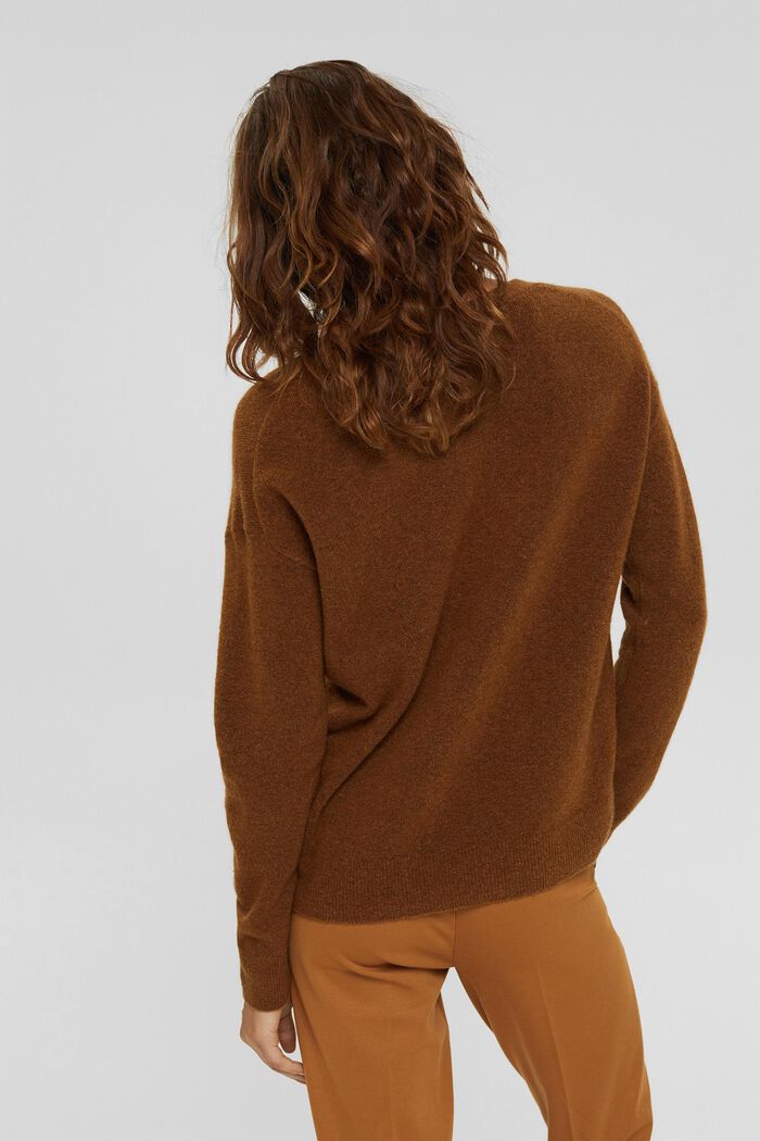 Mit Wolle: V-Neck-Pullover, TOFFEE, detail image number 3