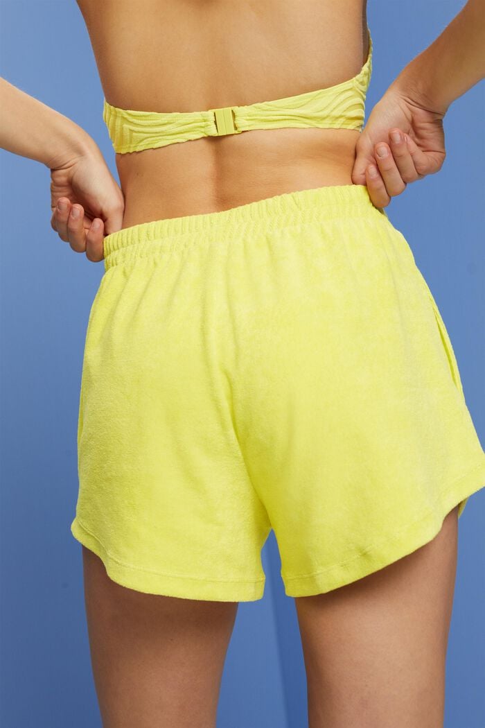 Recycelt: Strand-Shorts aus Frottee, LIME YELLOW, detail image number 3