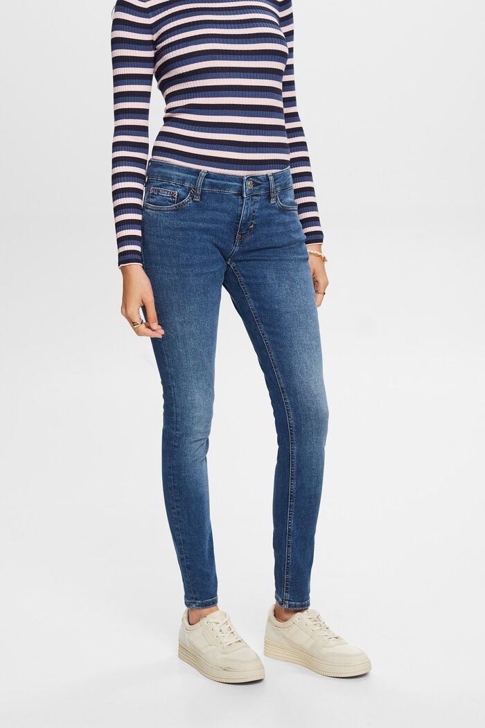 Recycelt: Skinny Jeans mit niedrigem Bund, BLUE MEDIUM WASHED, detail image number 0