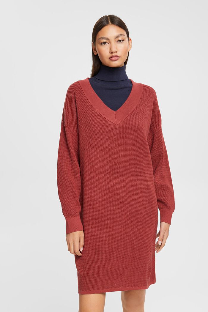 Pulloverkleid aus Baumwolle, TERRACOTTA, detail image number 0