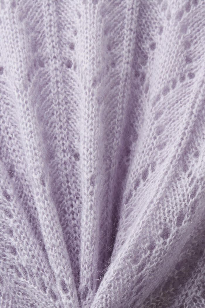 Offenmaschiger Pullover aus Wollmix, LAVENDER, detail image number 5