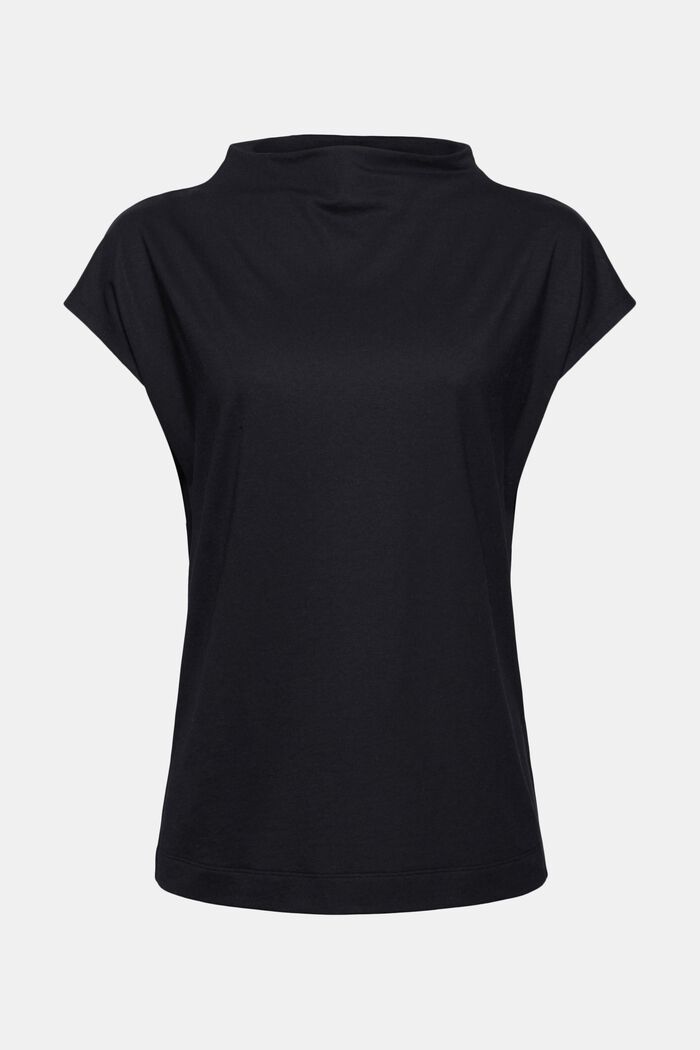Mit TENCEL™: T-Shirt mit Stehkragen, BLACK, detail image number 0