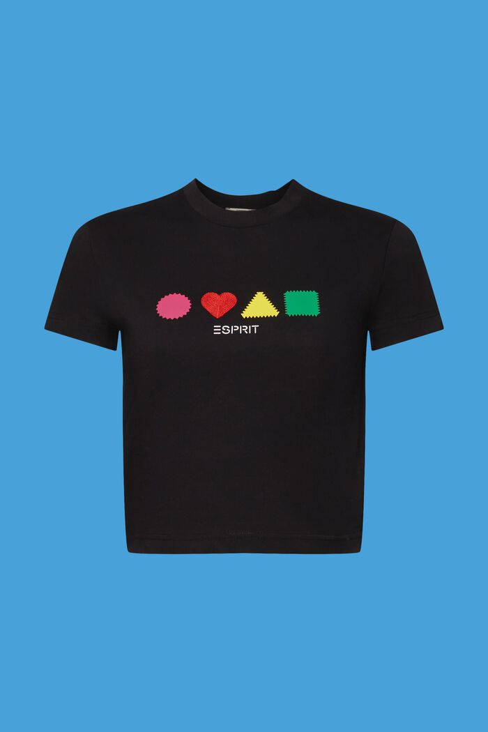 T-Shirt aus Bio-Baumwolle mit geometrischem Print, BLACK, detail image number 6