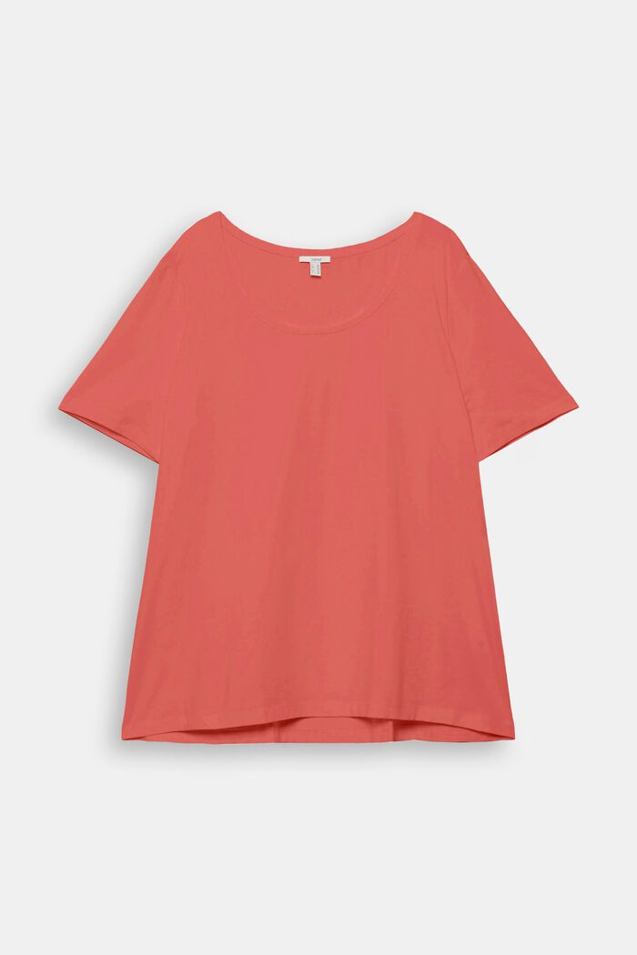 CURVY T-Shirt aus Bio-Baumwolle, CORAL RED, overview
