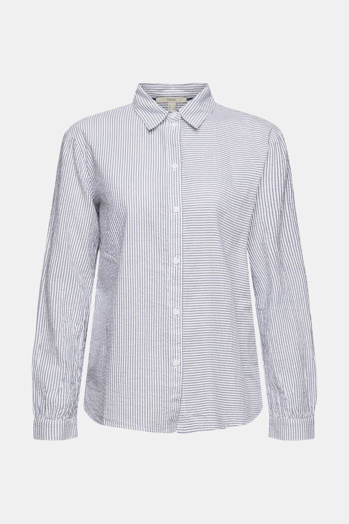 Hemdbluse mit Streifen, 100% Baumwolle, WHITE, overview