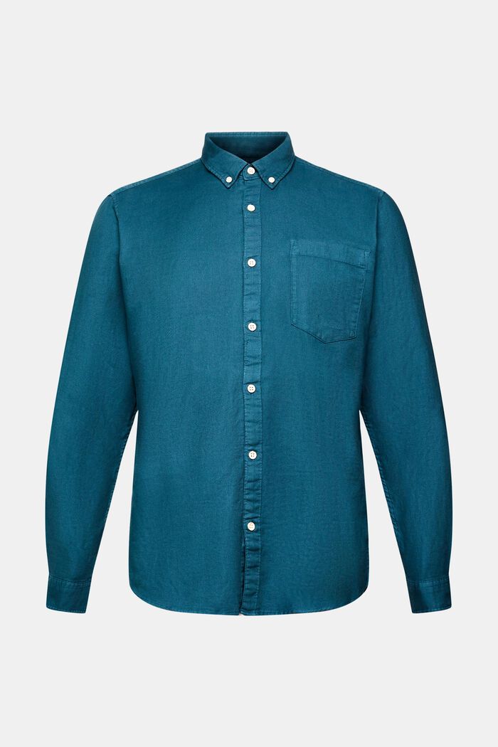 Button-Down-Hemd aus Baumwolle, DARK TURQUOISE, detail image number 6
