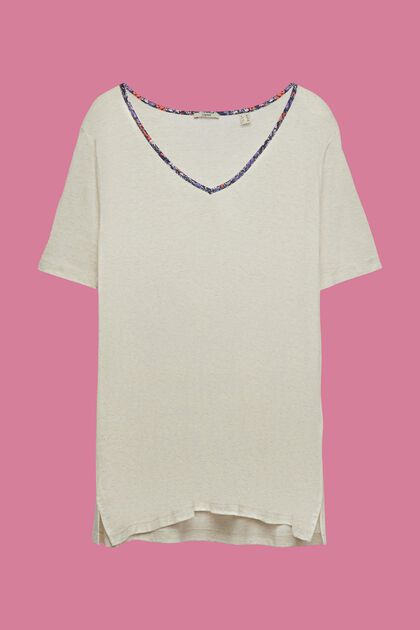 T-Shirt mit floraler Paspelierung, TENCEL™