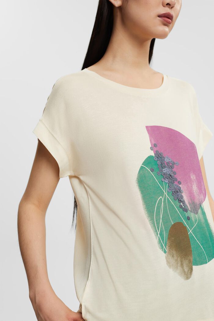 T-Shirt mit Pailletten-Print, LENZING™ ECOVERO™, ICE, detail image number 2